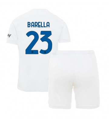 Inter Milan Nicolo Barella #23 Bortaställ Barn 2023-24 Kortärmad (+ Korta byxor)